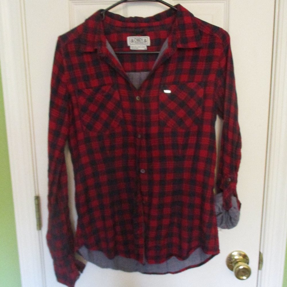 Plaid roll sleeve shirt